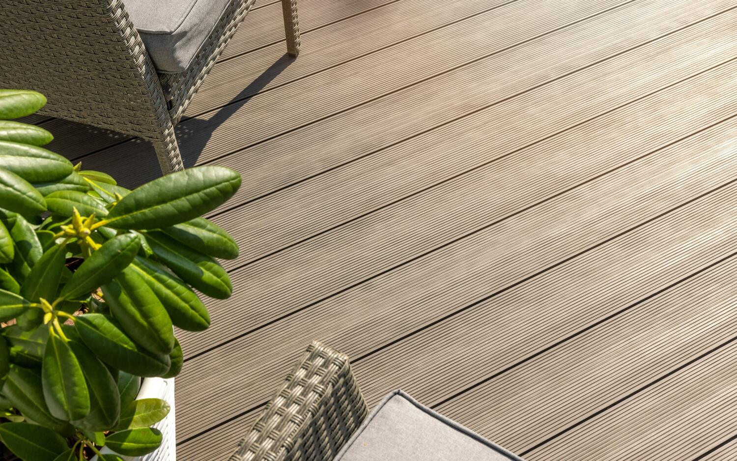 Custom-built wooden deck attached to a home